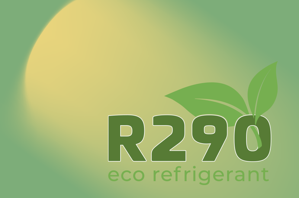 Logo réfrigérant écologique R-290, chauffez davantage tout en consommant moins d’énergie