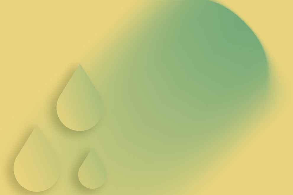 Graphisme de gouttes d’eau avec dégradé jaune et vert, Box 2 aucun tuyau apparent et un système de vidange astucieux