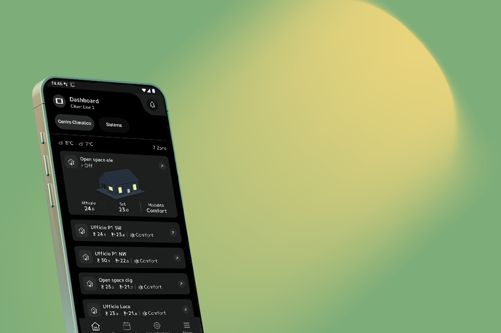 graphic image: green and yellow category aura, with phone displaying hid-tconnect application