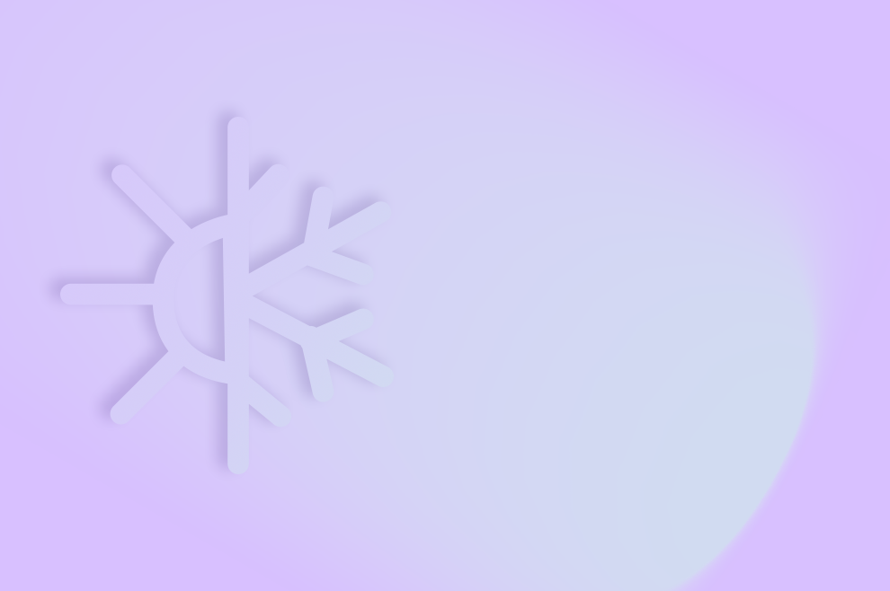 CONTROL4 NRG: your ideal climate in every room. Illustration du symbole chaud/froid sur un fond bleu clair/violet.