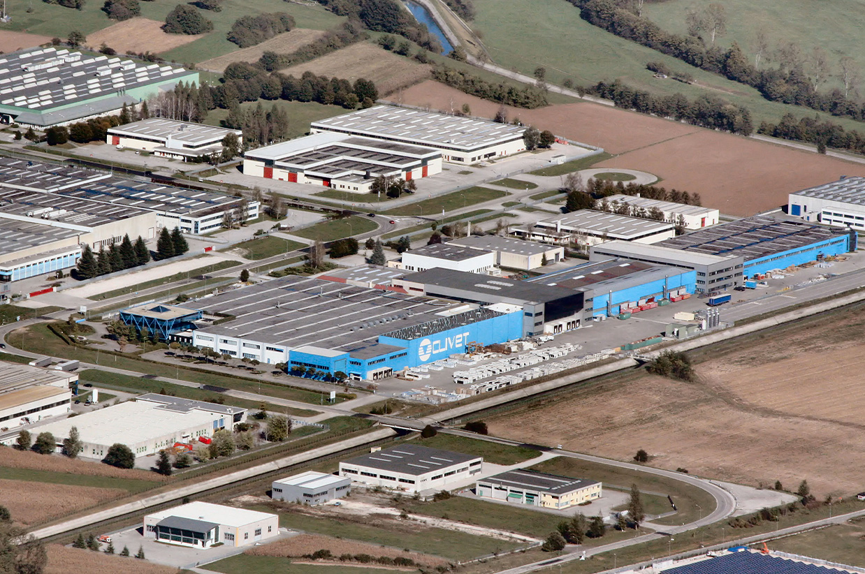 Top view of Clivet factories, tradition of comfort